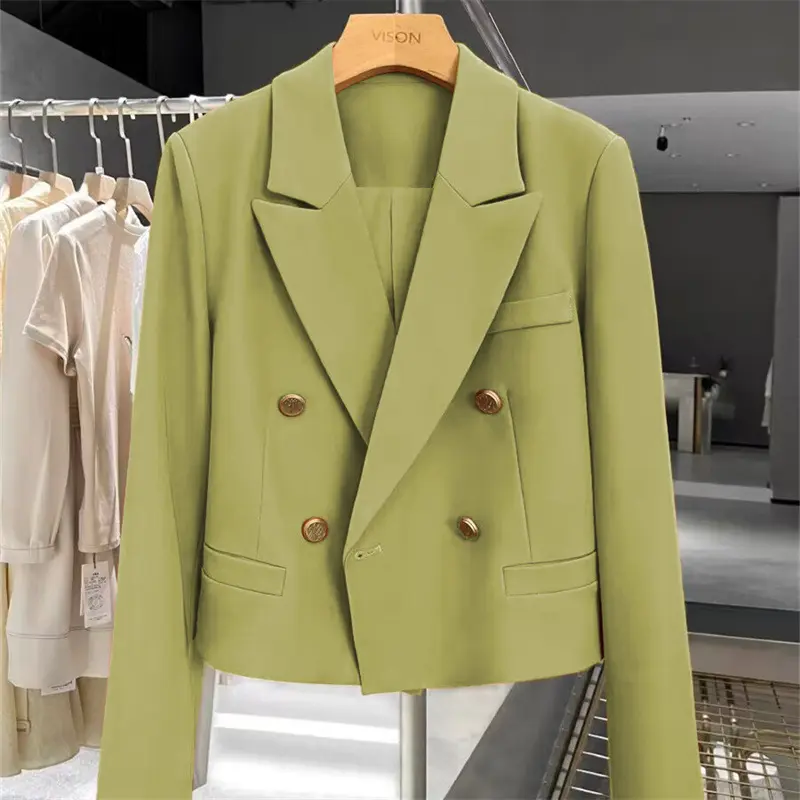 Womens Retro Cropped Western Blazer with Button Details Womens Retro Cropped Western Blazer with Button Details