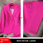Event-Ready Tailored Polyester Women’s Suit Set with Coat