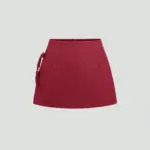 4af23bd9-dbad-416b-8140-81a7495fb7aa.webp Bow-Tied A-Line Mini Skirt with Slit - Polyester Zipper