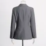 Lace-Up V-Neck Single-Breasted Gray Blazer for Women