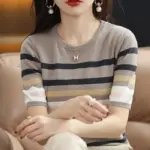 4b023d64-c77b-4043-99c0-ae8a3ad94793.webp Striped Knitted Short Sleeve Women