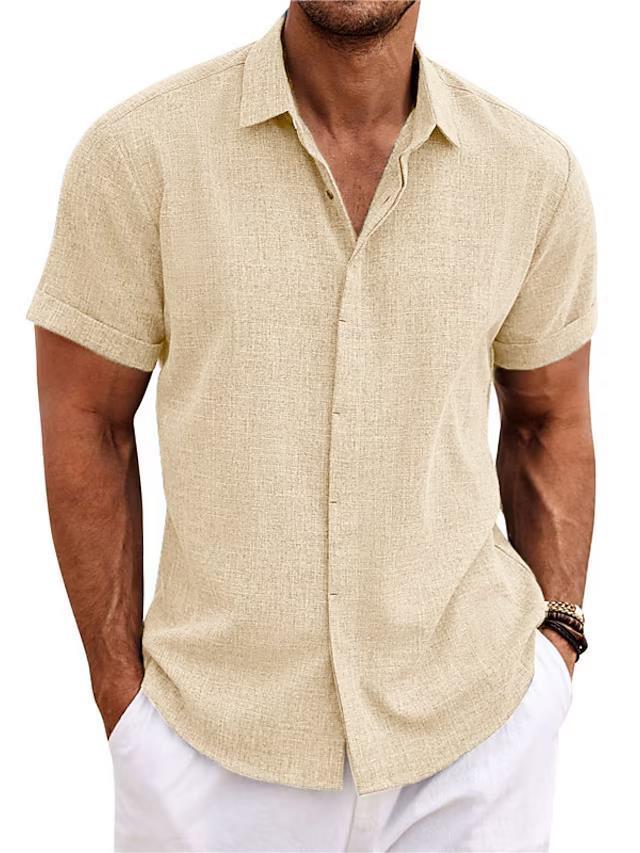 Breathable Men’s Linen-Look T-Shirt with Standing Collar Breathable Men’s Linen-Look T-Shirt with Standing Collar