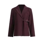 Asymmetrical Angora Red Women’s Blazer Jacket - Loose Fit
