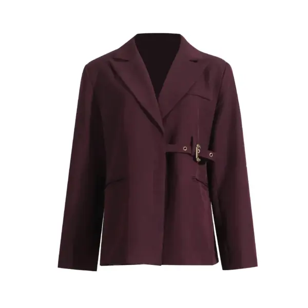 Asymmetrical Angora Red Women’s Blazer Jacket - Loose Fit