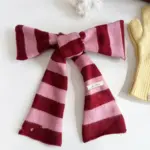 Warmth-Retaining Striped Knit Neck Warmer, Pink