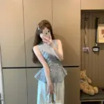 Waist-Cinching Cable Knit Sleeveless Vest - Slim Fit