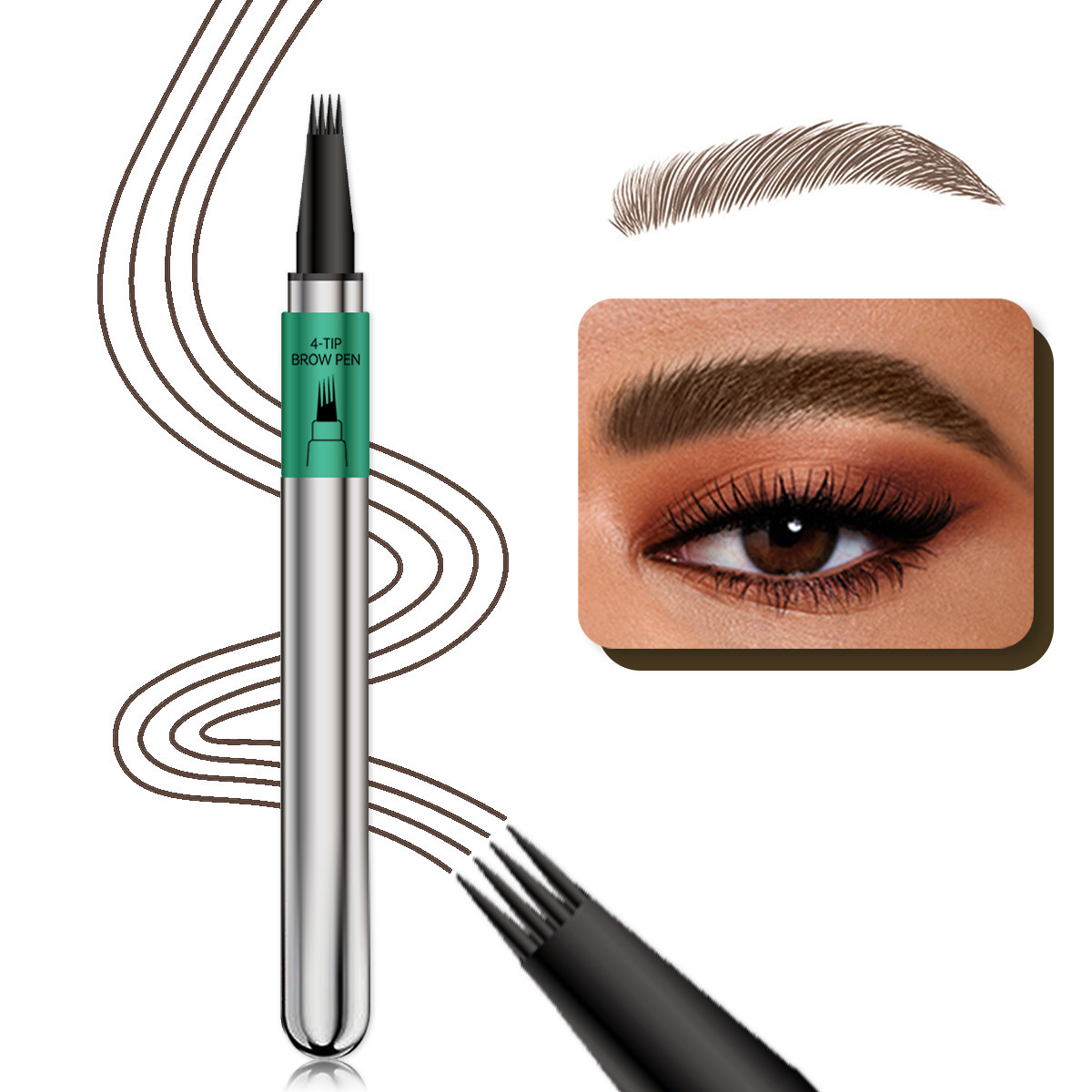 Smudge-Proof Four-Claw Eyebrow Pencil for Defined, Long-Wear Brows