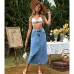 Casual Trendy High-waisted Figure-flattering Versatile A-line Denim