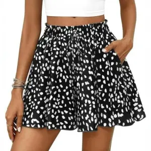 High-waisted Floral Print A-line Shorts Womens Casual Loose Shorts