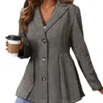 4e587534-cb1c-4736-ad71-b710cd558f6c.webp Tailored Slim Fit Women’s Coarse Flower Blazer - Gray