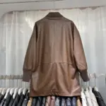 Knitted Stitch Mid-Length Women’s Faux Leather Coat