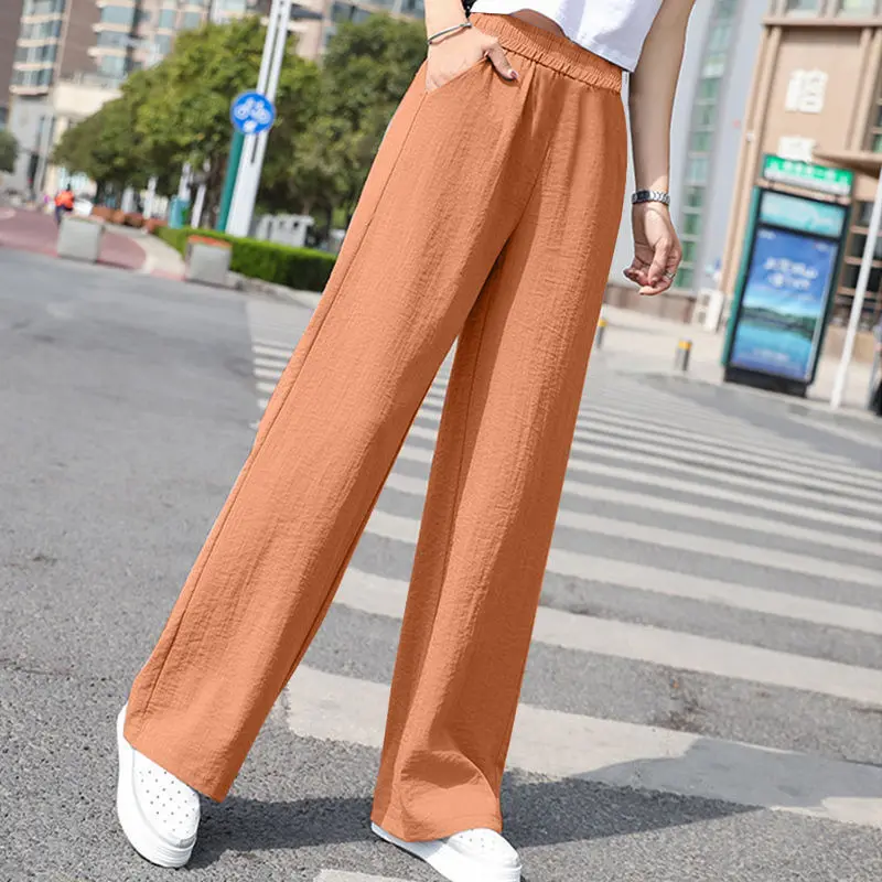 Draping Wide Leg Cotton-Linen Pants for Women, Elastic Waist Draping Wide Leg Cotton-Linen Pants for Women, Elastic Waist
