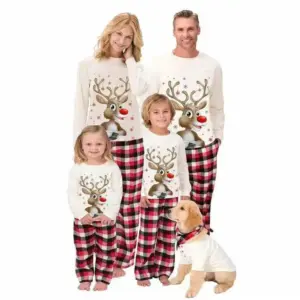 Coordinated Parent-Child Cotton Blend Sleepwear Set