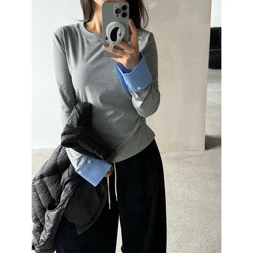 Springautumn Crew Neck Pullover Slim Fit Top Springautumn Crew Neck Pullover Slim Fit Top