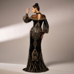 4f9e479d-b7f6-432c-9b85-b949509f0241.jpg Long Sleeve Round Neck Sequins Mesh Fishtail Evening Dress