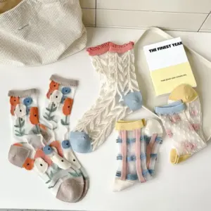Floral Statement Summer Midsole Socks for Women - Mixed Colors