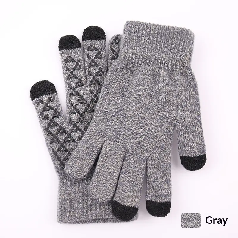 Warm Wool Knitted Touchscreen Gloves, Free Size Unisex