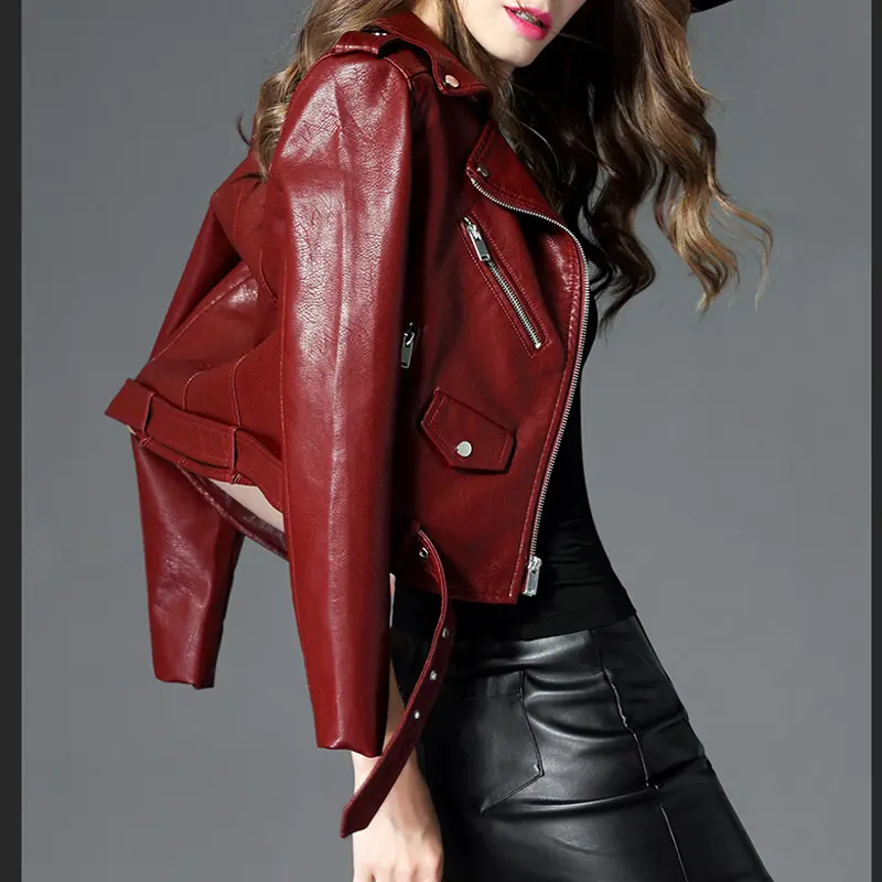 Women's Short Slim PU Leather Jacket Women's Short Slim PU Leather Jacket
