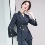 Office Plaid Business Suit Set for Women - Polyester Blend