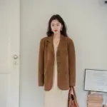 Rich Dark Brown Coffee Suede Vintage Blazer Jacket