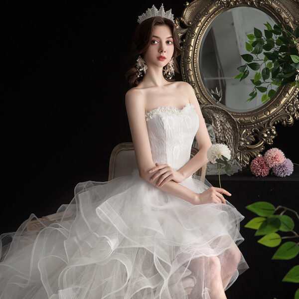 Short Front And Back Length Small Trailing Wedding Dress Short Front And Back Length Small Trailing Wedding Dress