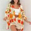 Loose-fitting Casual Womens Printed Cardigan Top
