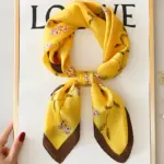 Yellow Small Square Silk Scarf For Women