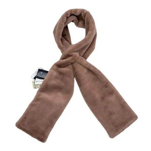 Ultra-Soft Faux Fur Pull-Through Scarf With Hidden Zipper Pocket