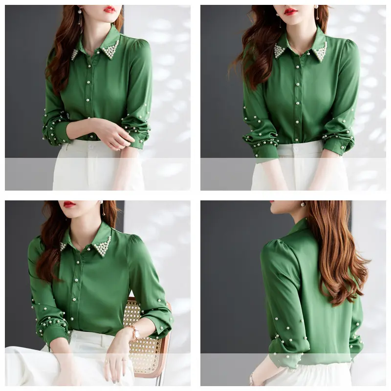 Beaded Lapel Long Sleeve Cardigan Shirt with Regular Fit Beaded Lapel Long Sleeve Cardigan Shirt with Regular Fit