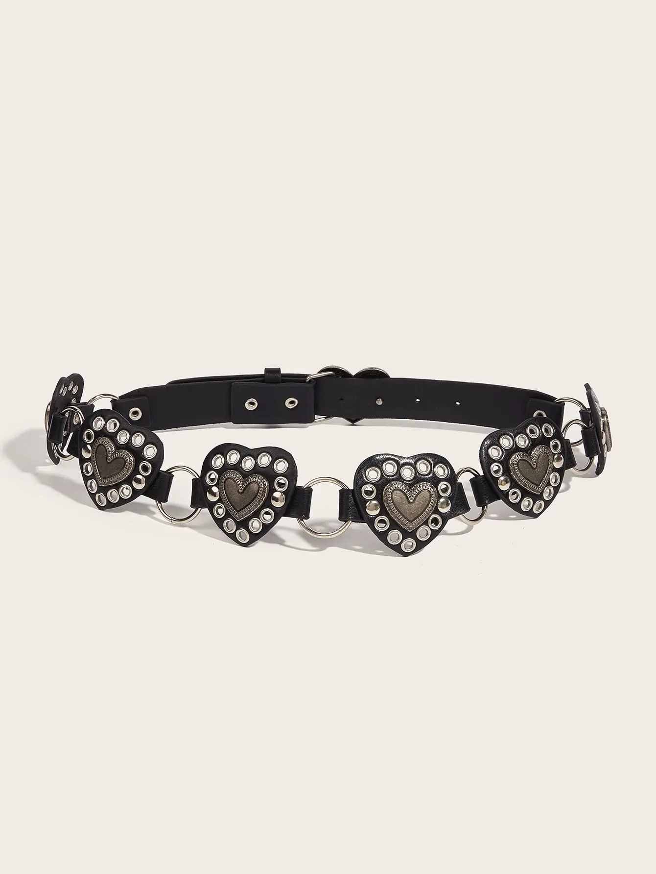 Street-style Hollowed-out Circular PU Leather Belt