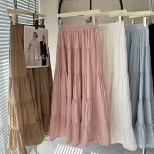 Slimming High-Waisted A-Line Midi Skirt for Women - Polyester
