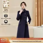 Warm Wool-Blend Women’s Coat for Winter Work Desk Uniform