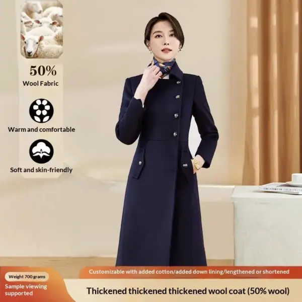Warm Wool-Blend Women’s Coat for Winter Work Desk Uniform