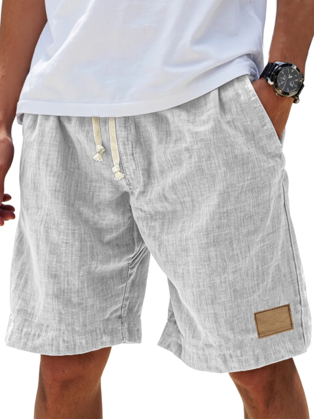Breathable Vintage Corduroy Men’s Loose Summer Shorts - Cropped
