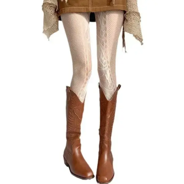 Women's Fishnet Stockings Rose Jacquard Lace Mesh Tights