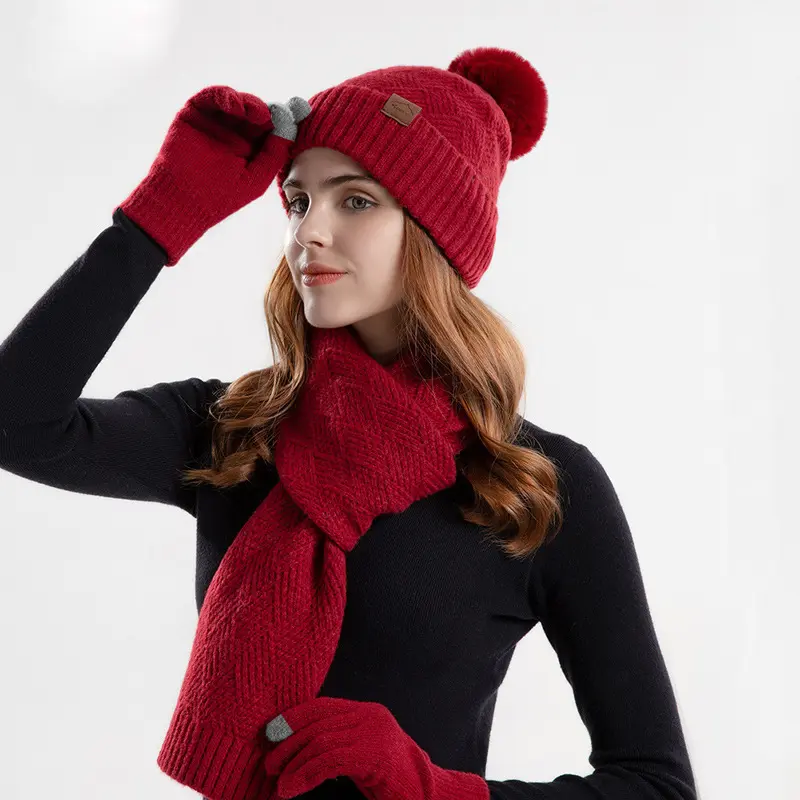 Warm Windproof Wool Knit Beanie for Women, Korean Style