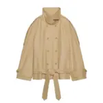 Tailored Short Khaki Double-Breasted Belted Trench Coat