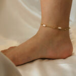 Double-Layer Geometric Beaded Anklet for Women - Multi-Strand