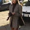 Polished Plaid Blazer for Women with Button Closure - Brown