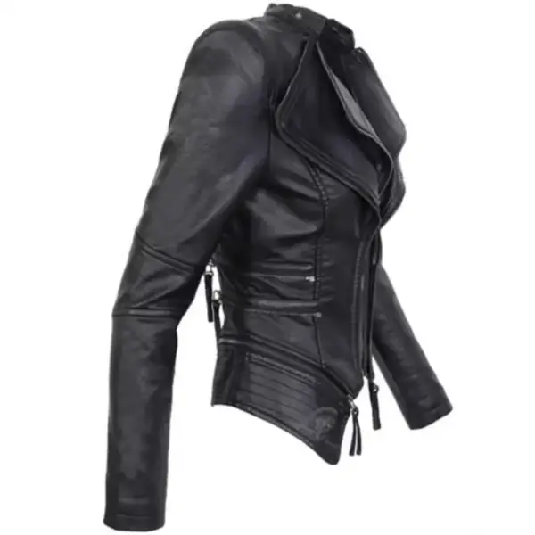 PU Leather Zippered Patchwork Jacket Coats PU Leather Zippered Patchwork Jacket Coats