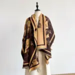 Warmth-Keeping Faux Cashmere Neck Warmer Shawl, 185 x65 cm