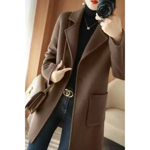 Everyday Warm Mid-Length Wool-Blend Coat with Petal Sleeves