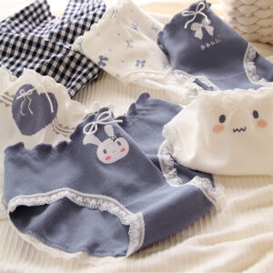 Breathable Cotton Mid-Waist Girls Briefs with Bow Design