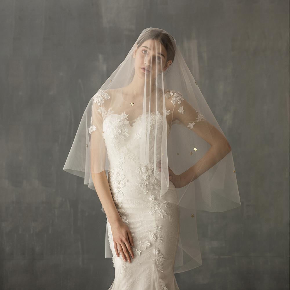 Hand-Sewn Bridal Veil with Waterfall Shape & Mesh