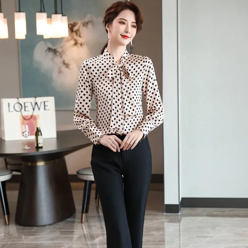 Women’s Dot Polyester Shirt for Formal Work Wear in Pink Women’s Dot Polyester Shirt for Formal Work Wear in Pink