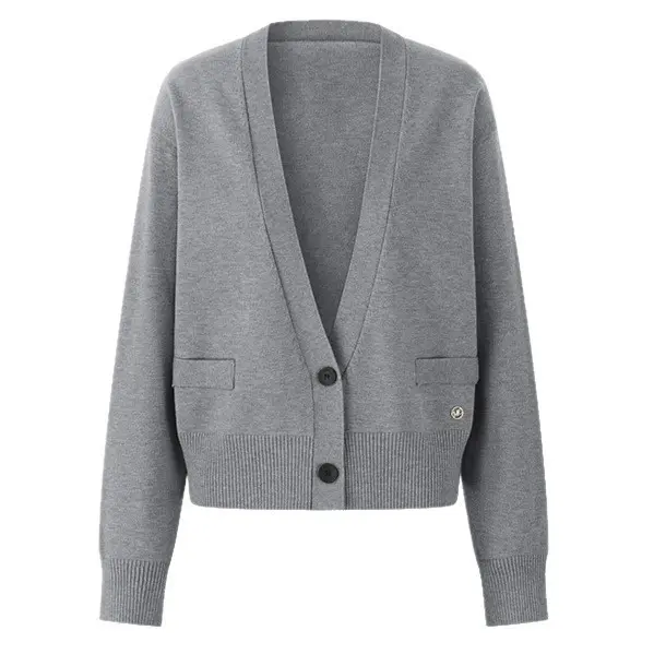 Warm Korean-Style V-Neck Two-Button Knit Cardigan