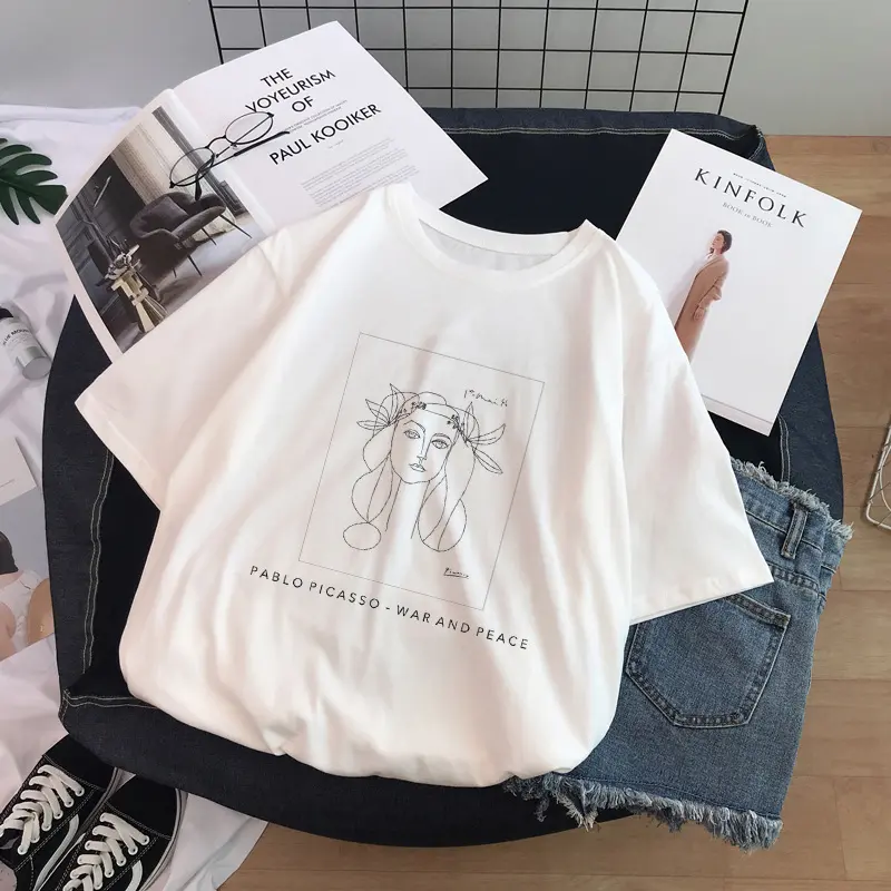 Sculpture Print T-Shirt Short Sleeve Women