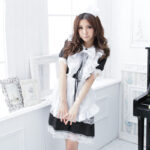 Sexy Maid Costume Cosplay Dress Set with Apron and Headband