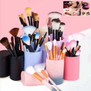 Complete 12-Piece Makeup Brush Set for Eyes & Blush - Rayon
