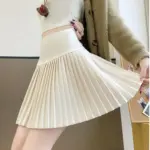Warm Wool-Blend Pleated Midi Skirt for Winter - Slight Stretch